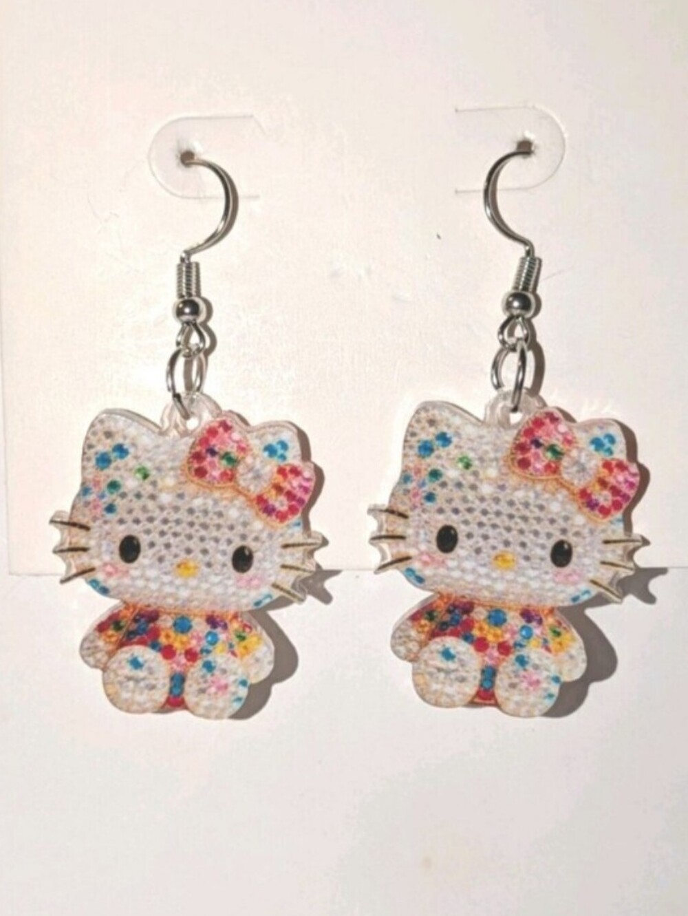 Hello Kitty Sparkle Dangle Earrings - Multicolor For Kids and Adults - Picture 2 of 7